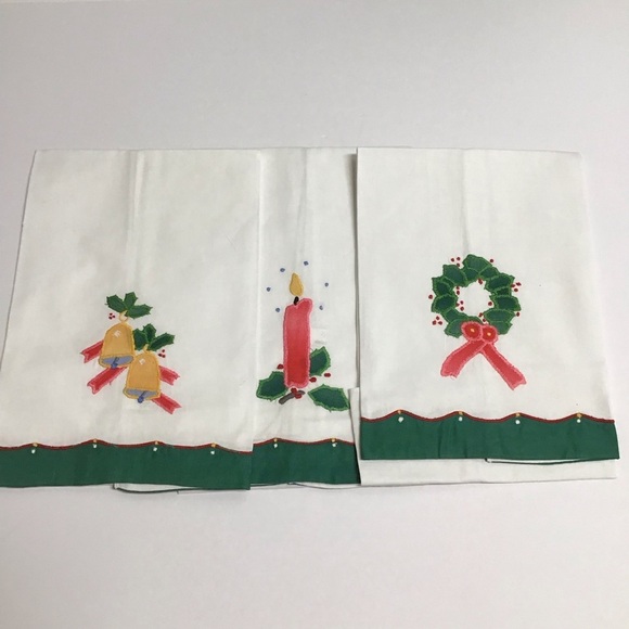 Lillian Vernon Christmas Tea Towels Holiday SET OF 3 Appliqués 1984 Vintage NEW - Picture 14 of 14
